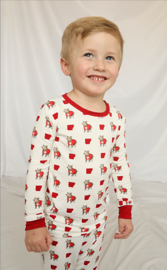 arkansas wild boar unisex kids pajamas - two piece