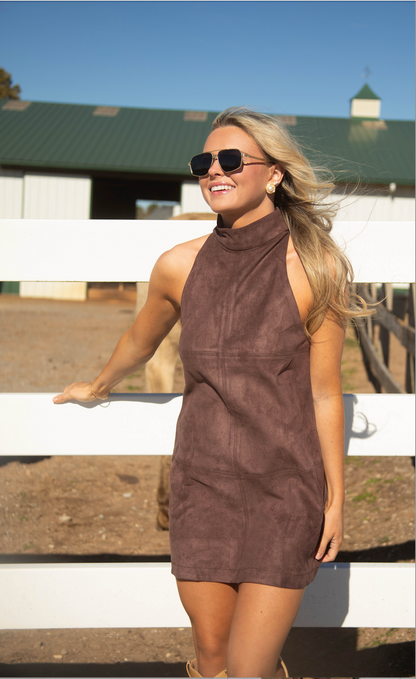 velvet latte suede mini dress