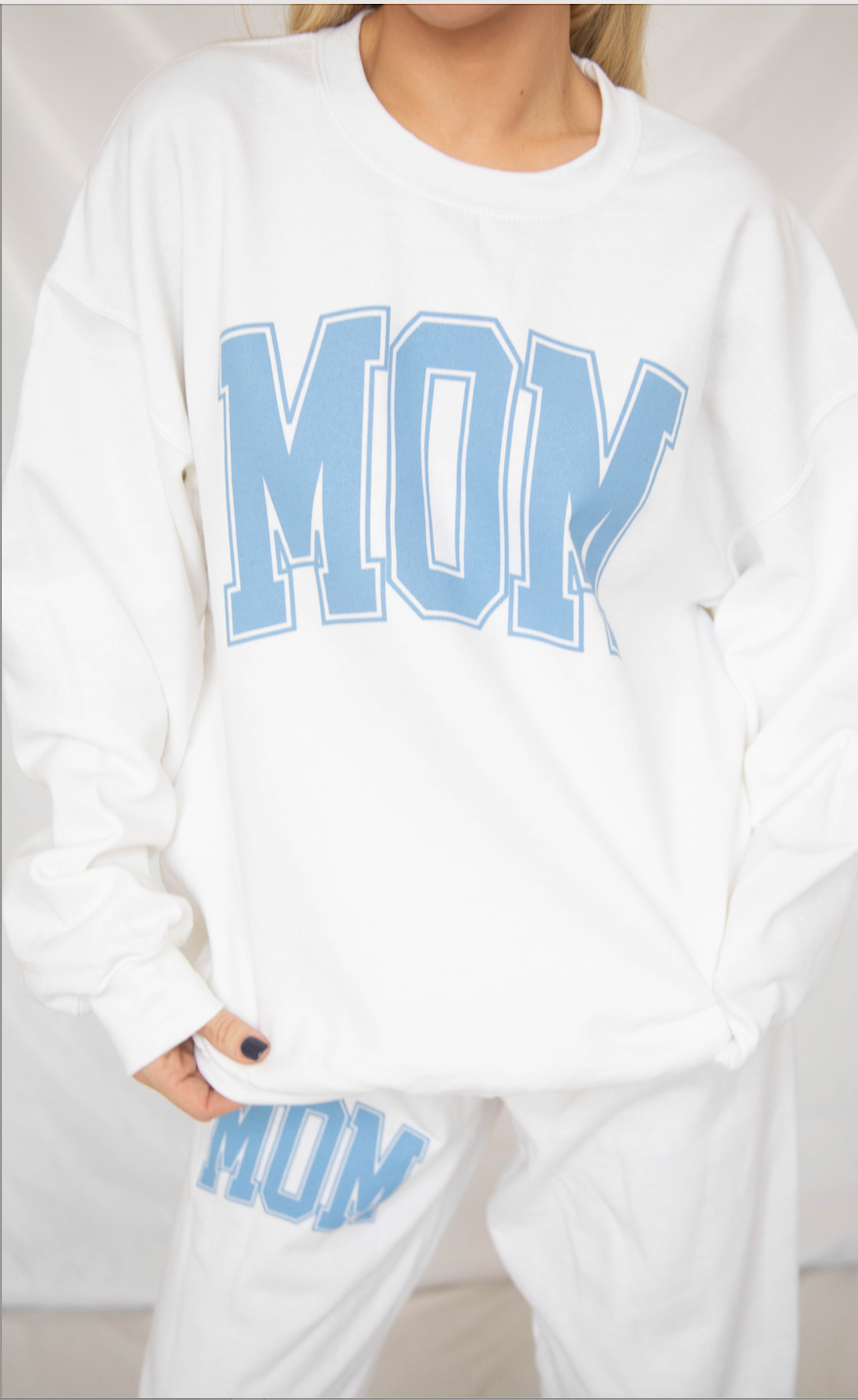 friday + saturday: classic mom sweatshirt -  blue
