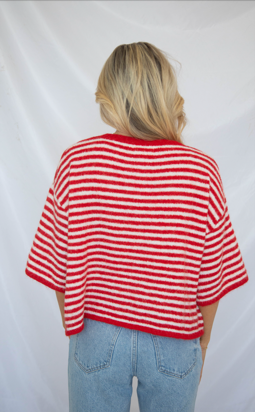 working on me striped cardigan
