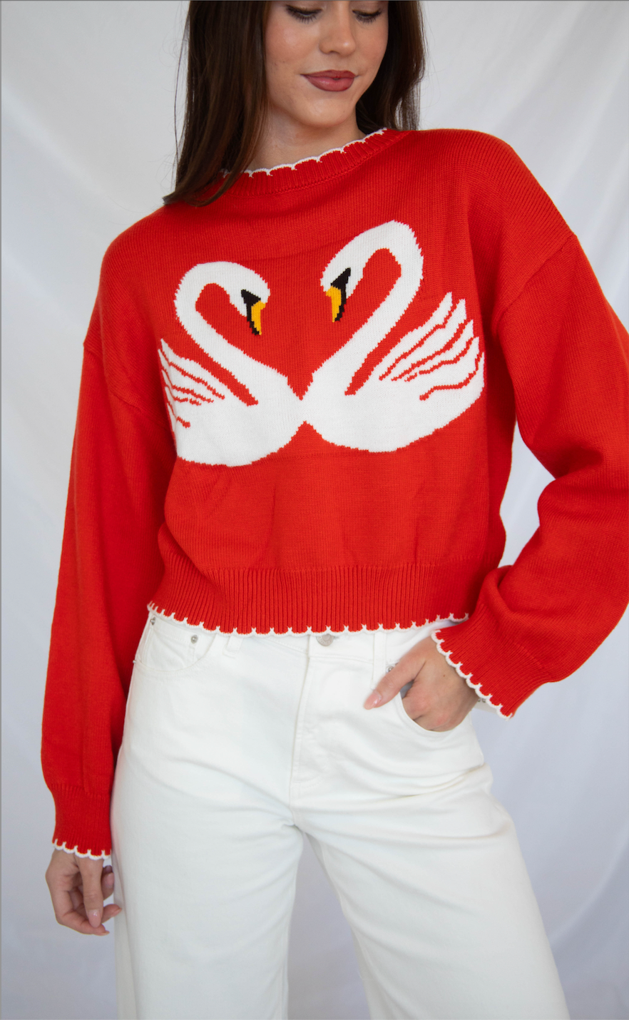 swan heart sweater