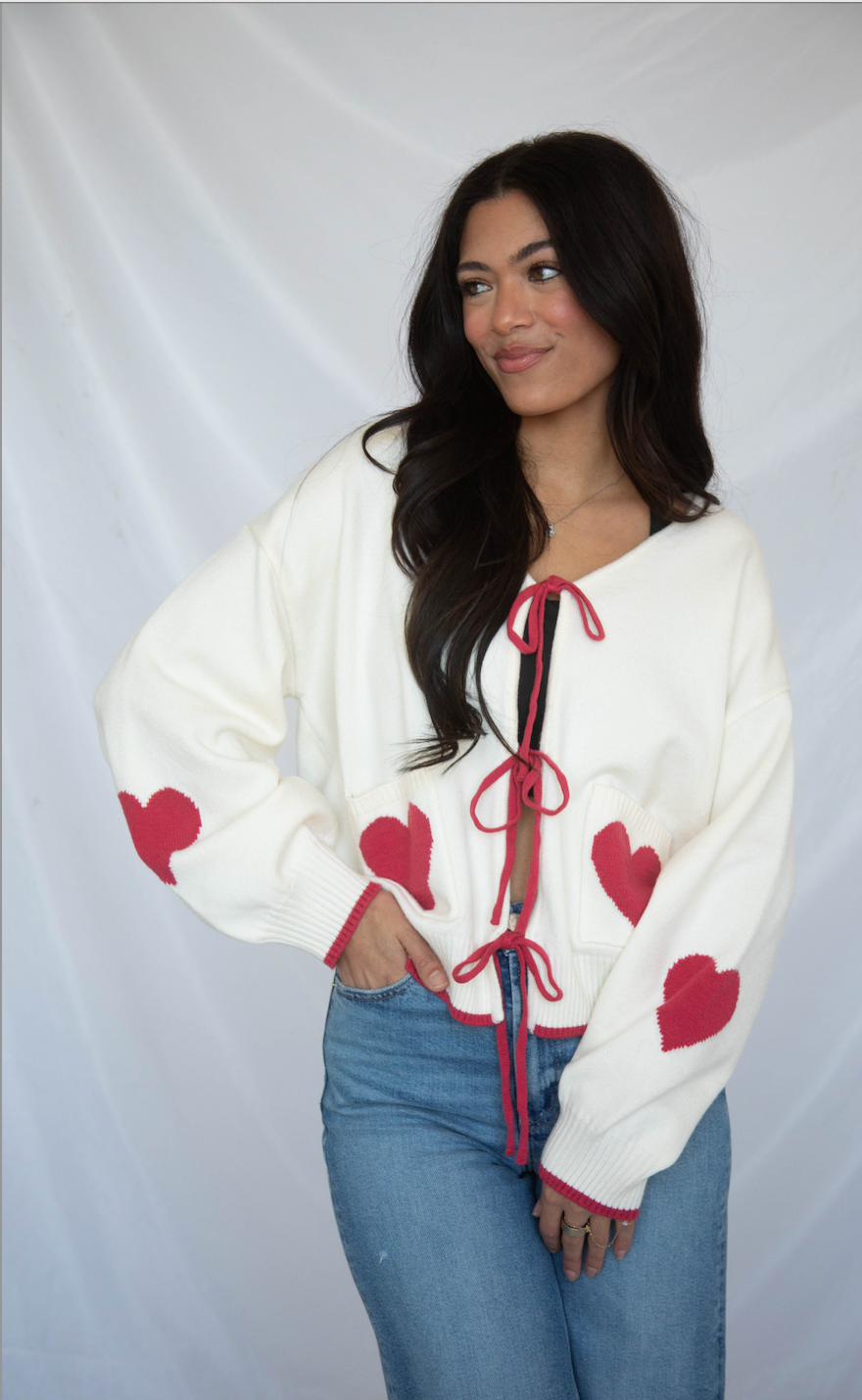 falling so soon heart cardigan