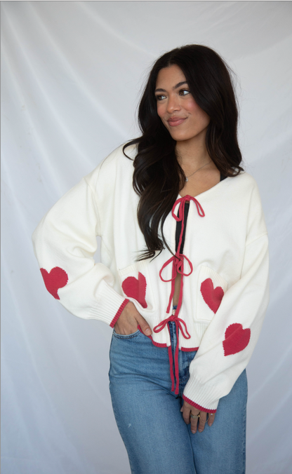 falling so soon heart cardigan