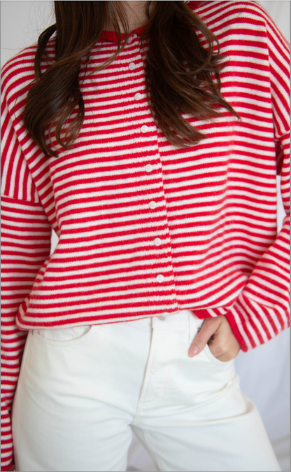 not over you cardigan - red