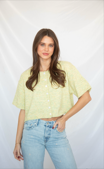 tell the truth short sleeve cardigan - green