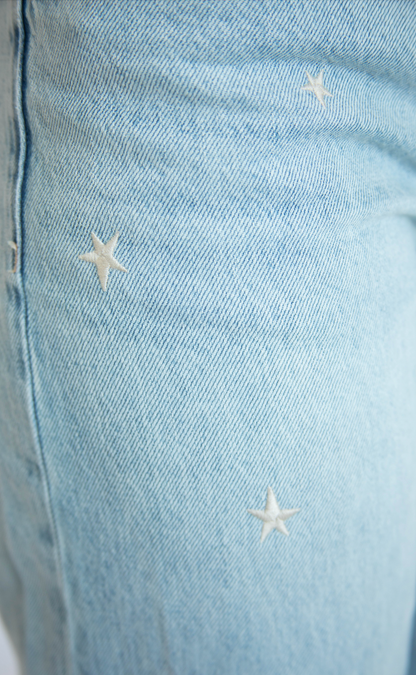 pistola: lexi mid rise bowed straight jeans - stellar vintage