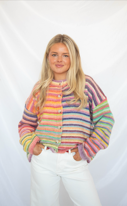 she's a rainbow cardigan sweater
