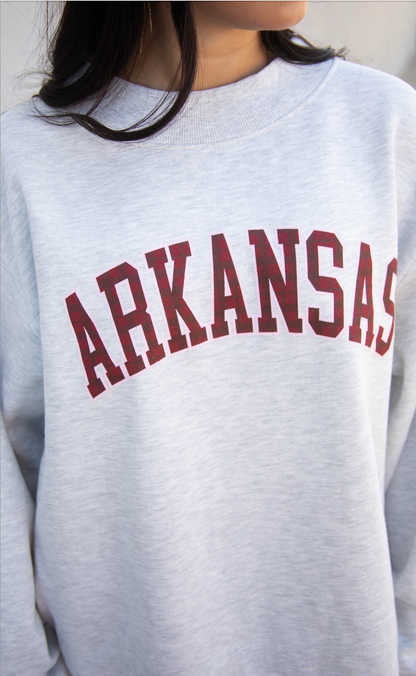 charlie southern: arkansas mock neck - red plaid