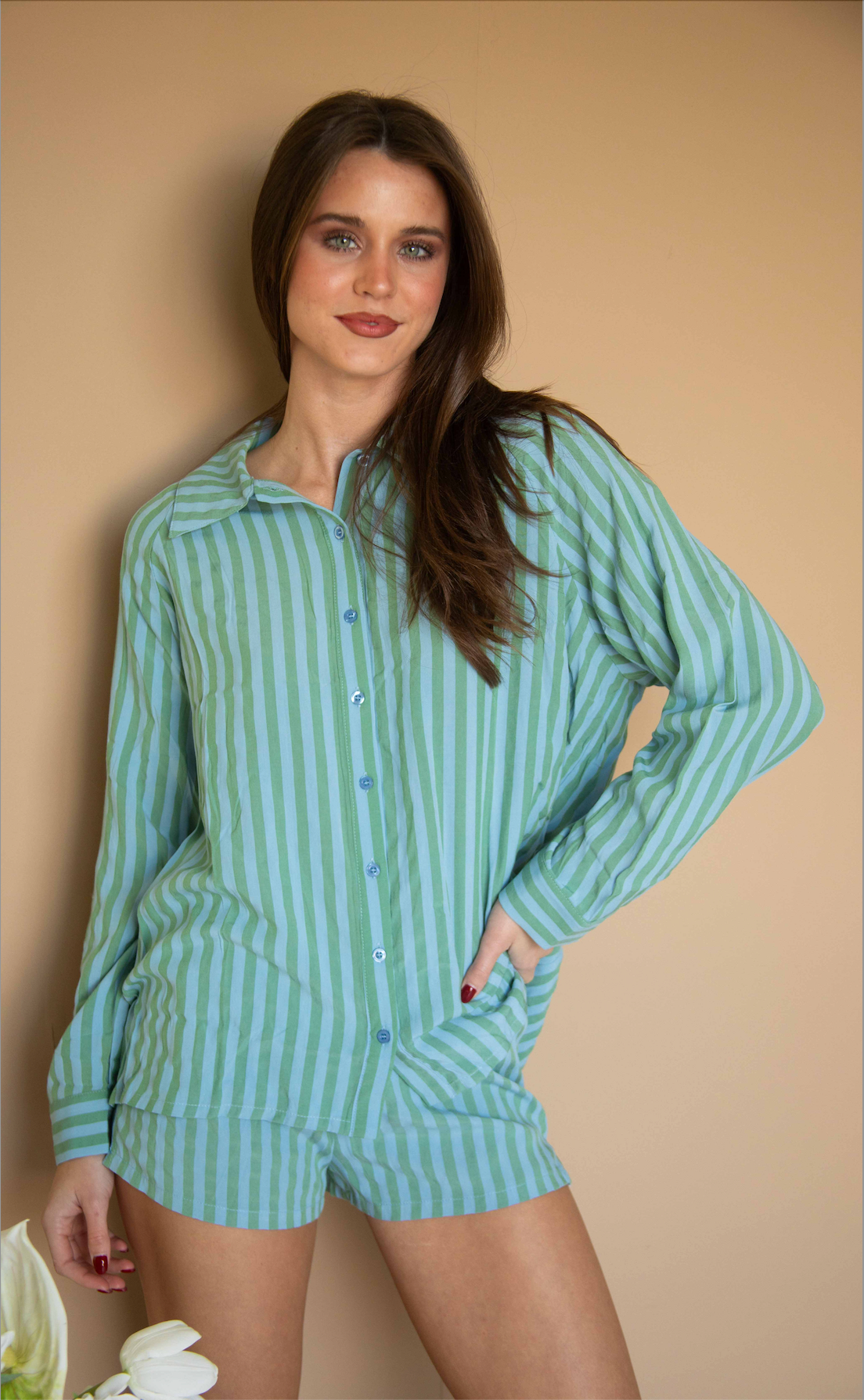 in a perfect world striped set - blue