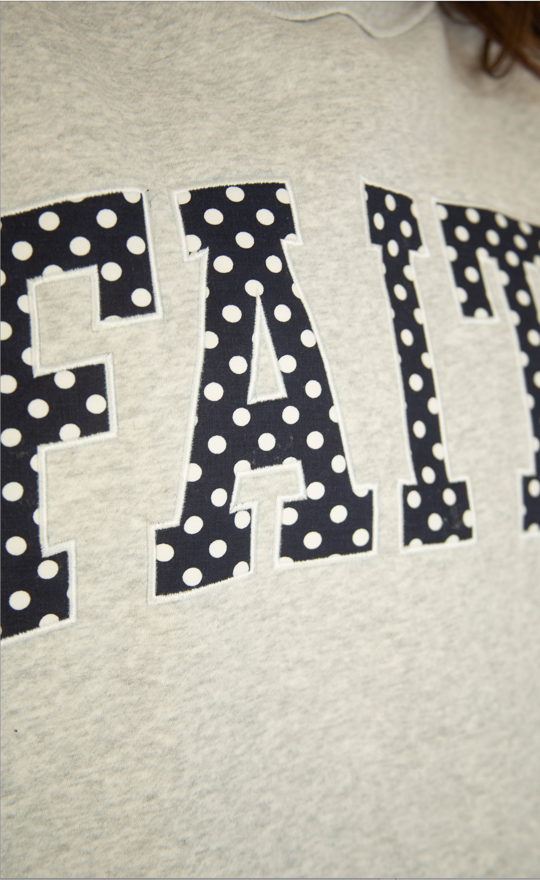faith embroidered mock neck sweatshirt - polka dot