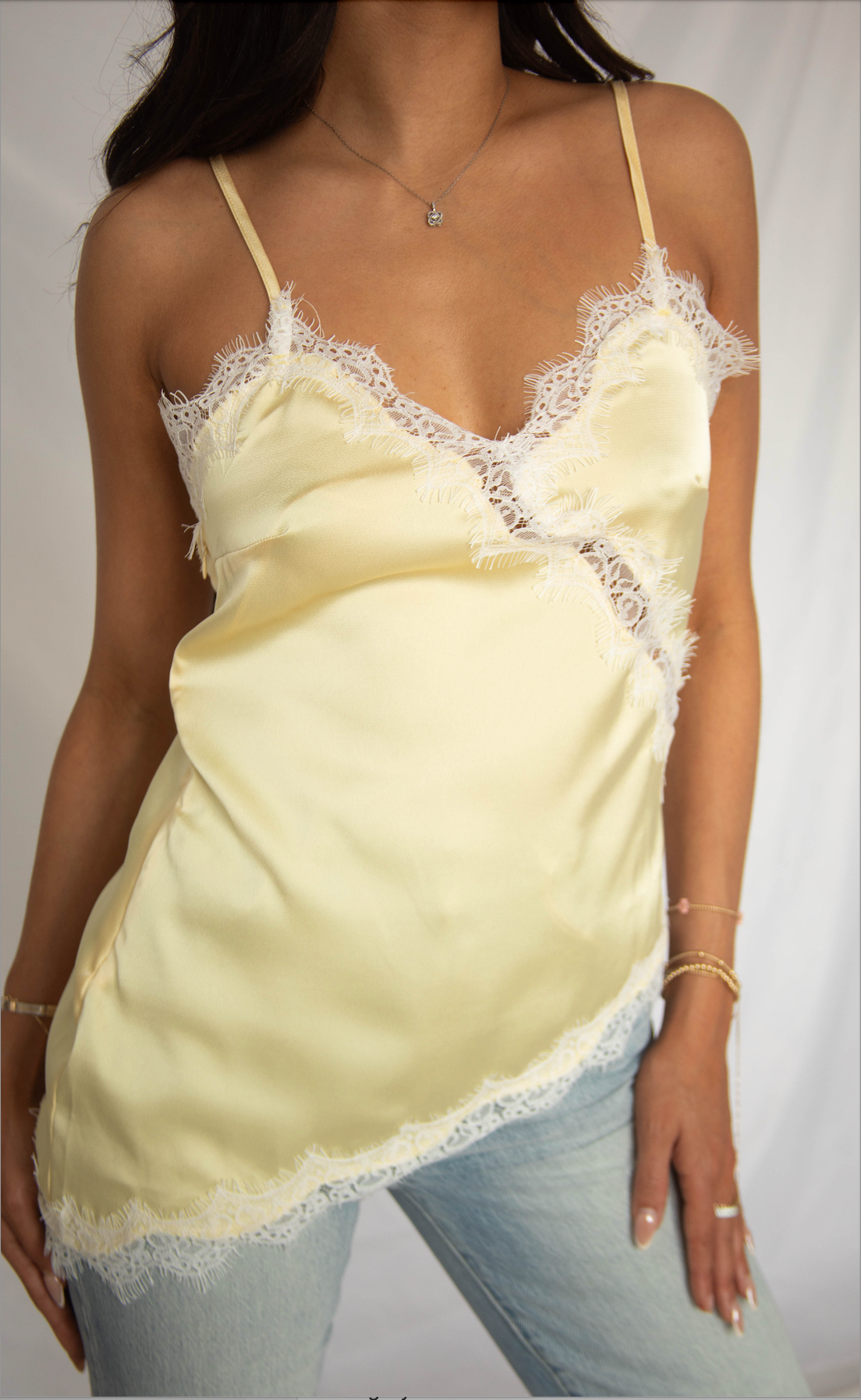 first look lace cami - yellow