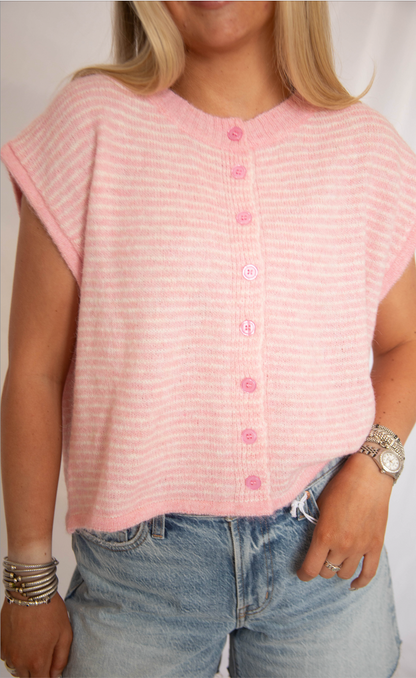 for my whole life sleeveless cardigan - pink