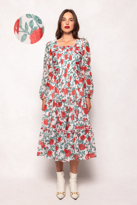 Selena Dress in Red Roses