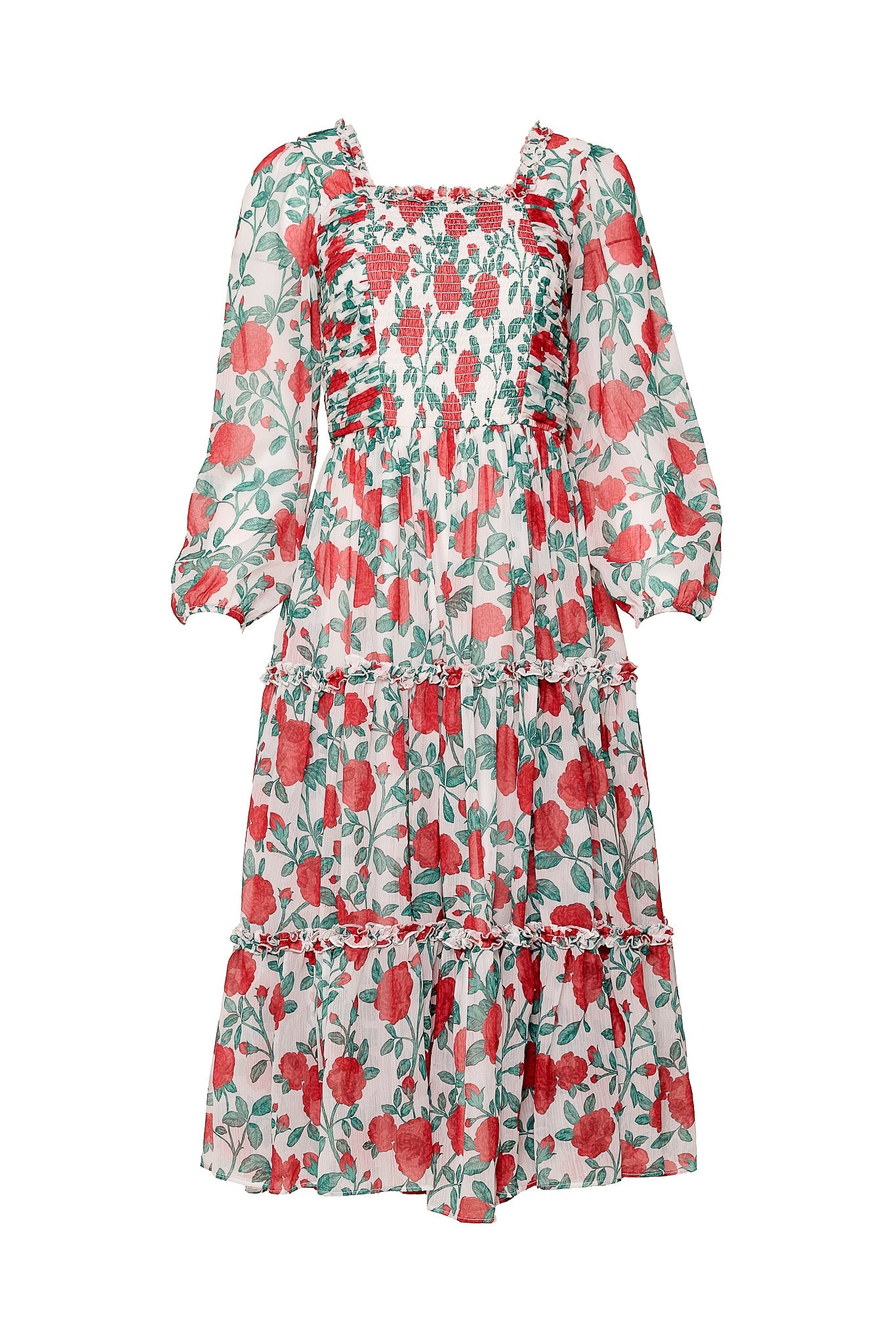 Selena Dress in Red Roses