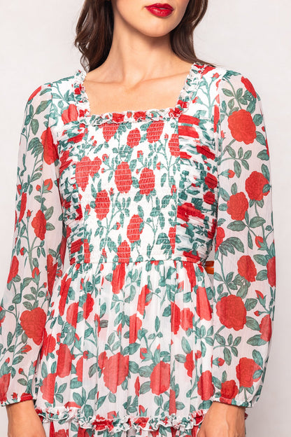 Selena Dress in Red Roses