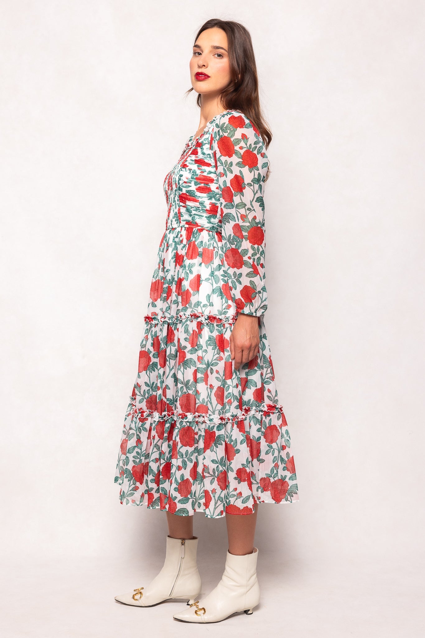 Selena Dress in Red Roses