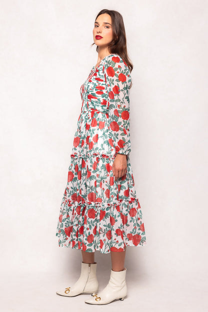Selena Dress in Red Roses