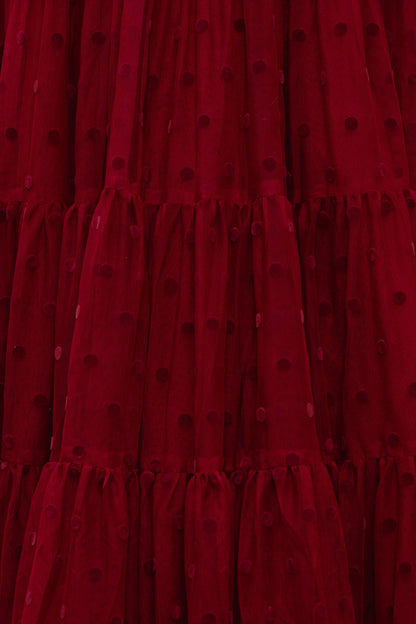 Solange Dress in Burgundy Tulle
