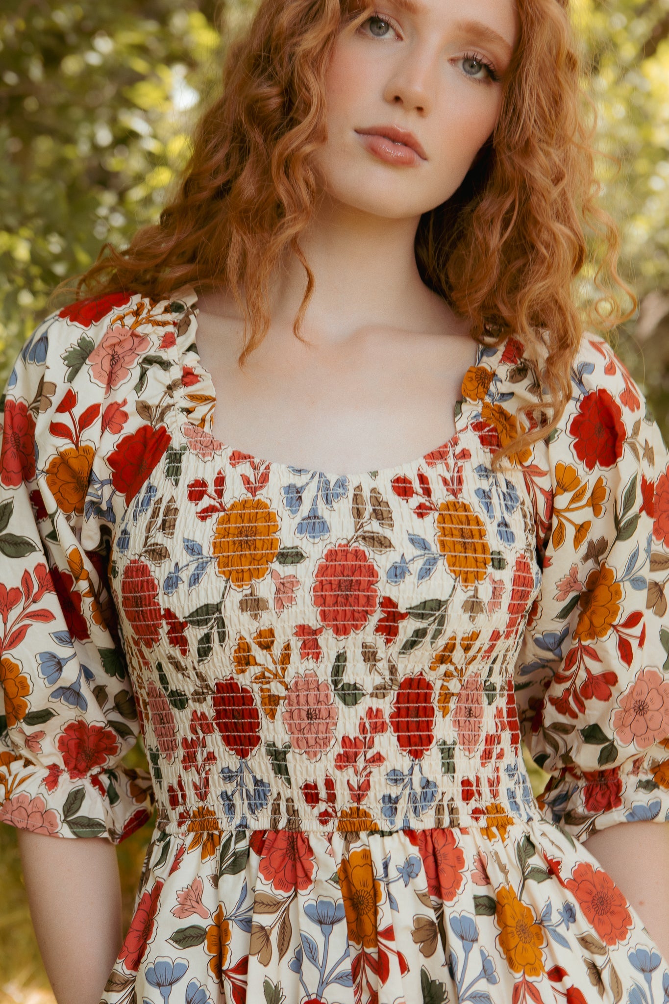 Teagan Dress in Sepia Flower