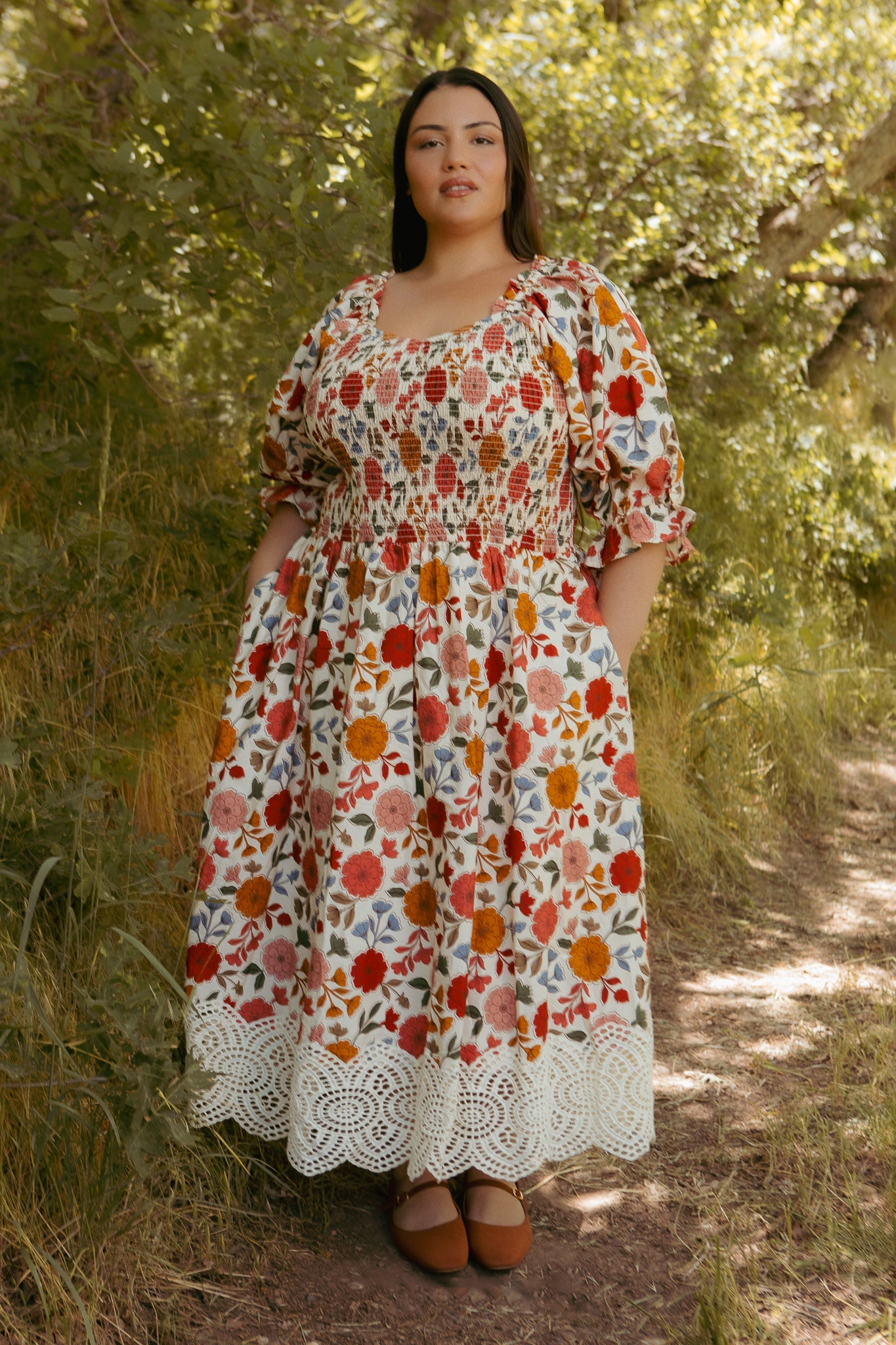 Teagan Dress in Sepia Flower