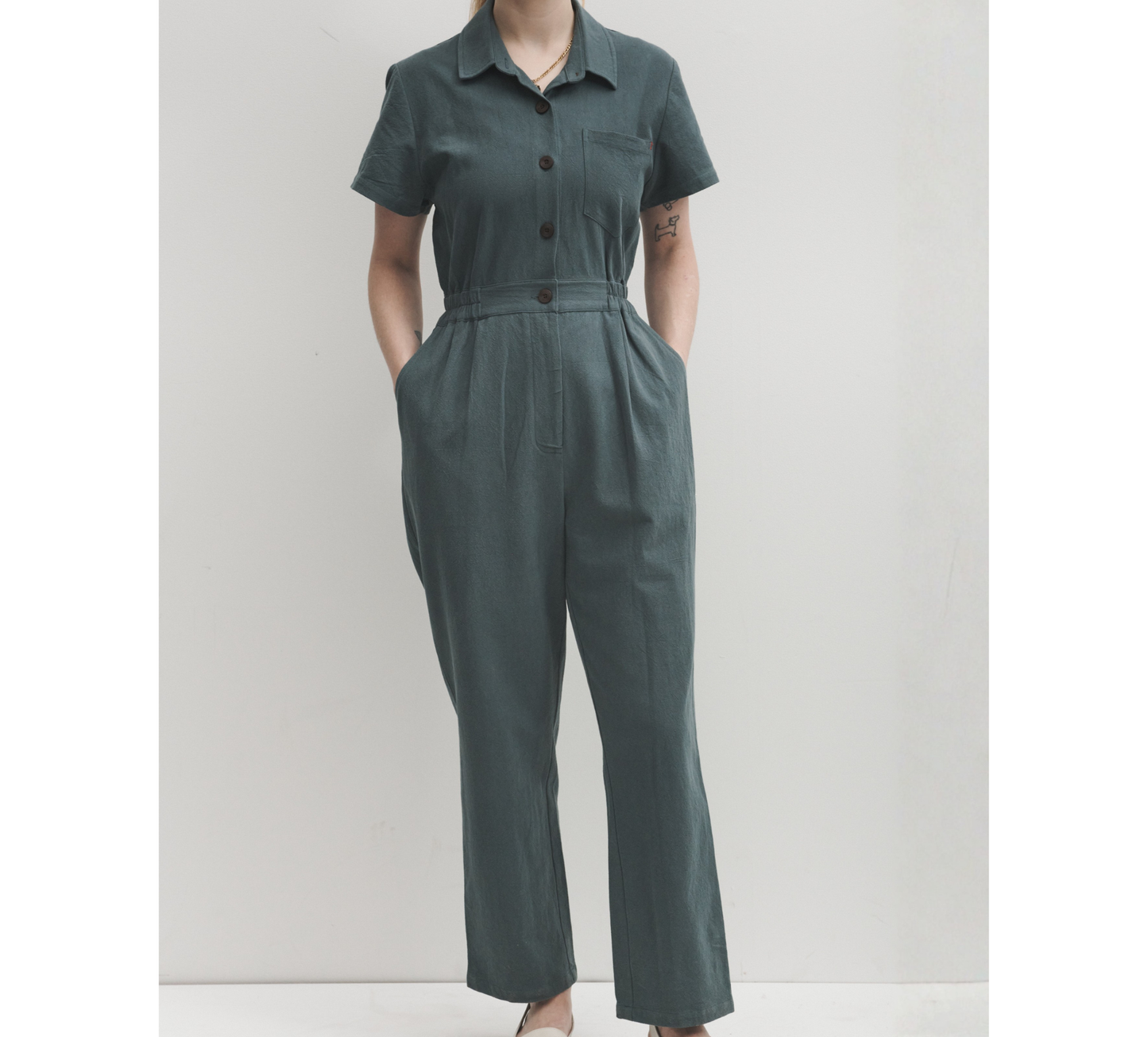Lowie Cotton Linen Sage Boilersuit