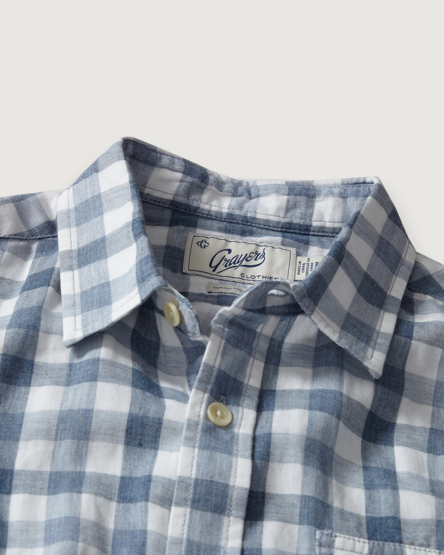 Denby Double Cloth Shirt - Heather Blue Cream Gingham