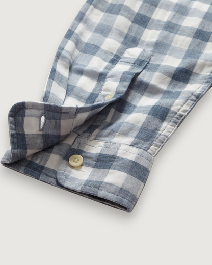 Denby Double Cloth Shirt - Heather Blue Cream Gingham