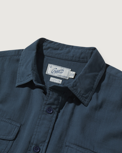 Brando Lightweight Double Cloth Shirt - Midnight Navy