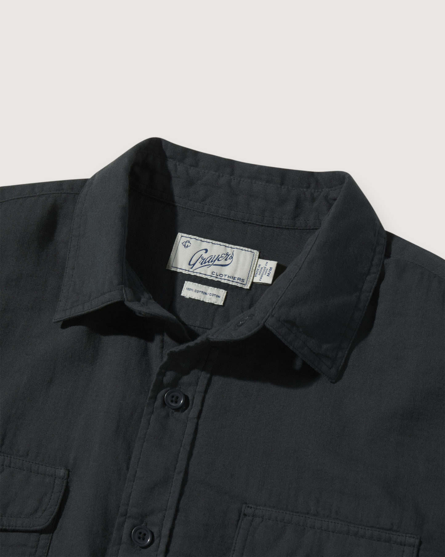 Brando Lightweight Double Cloth Shirt - Washed Black