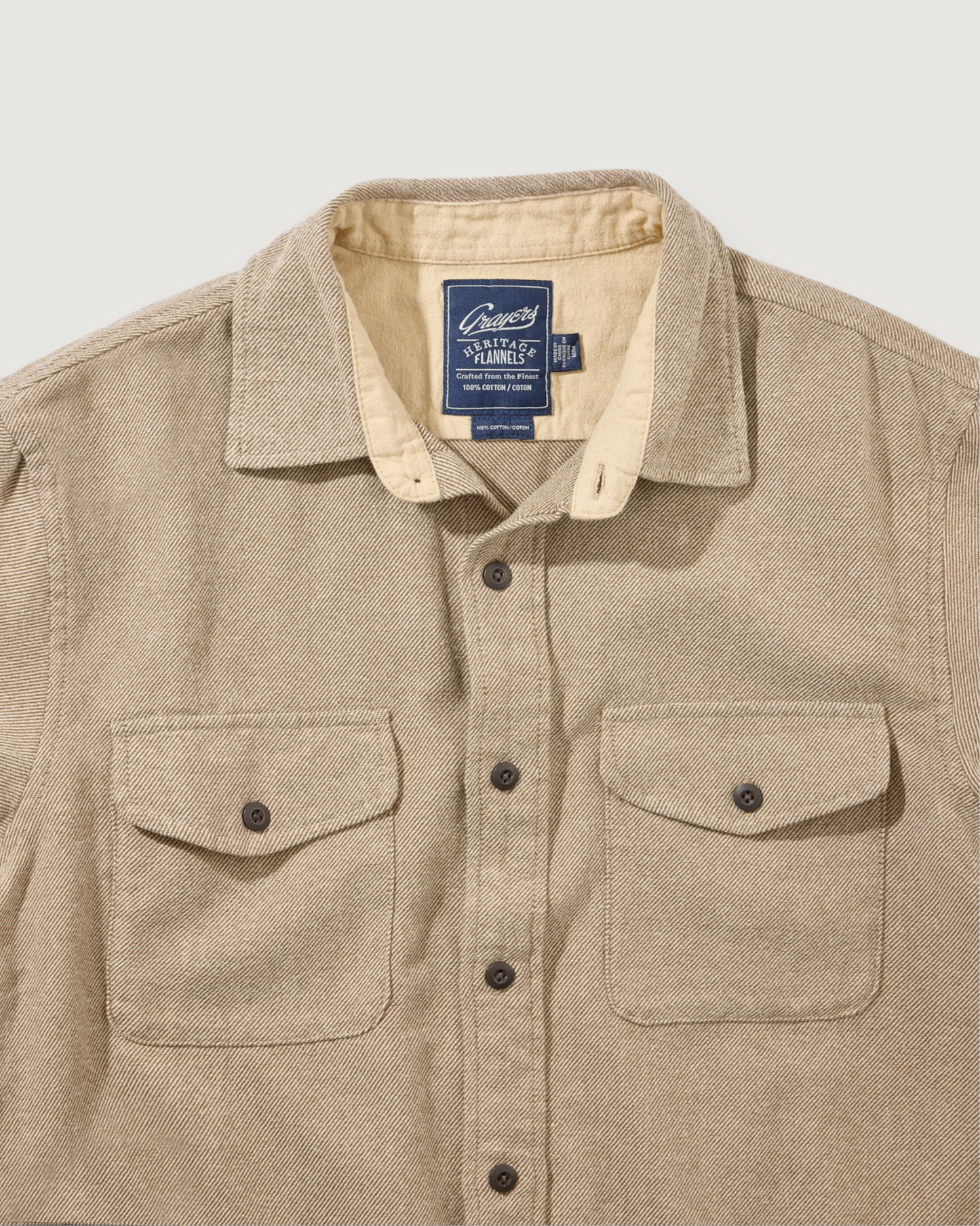 Hudson Brushed Twill Workshirt - Khaki