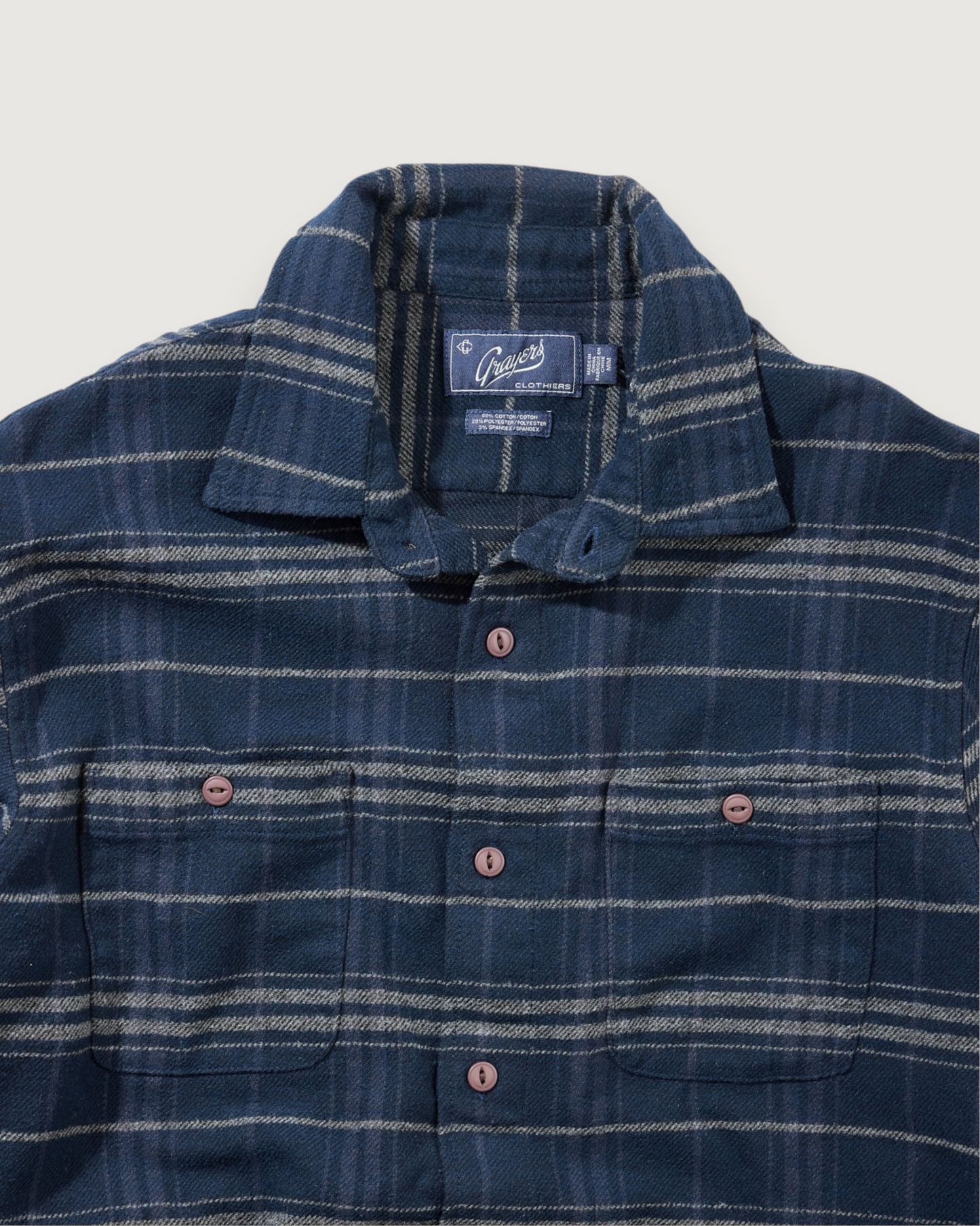 Colorado Midweight Flannel - Navy Stripe