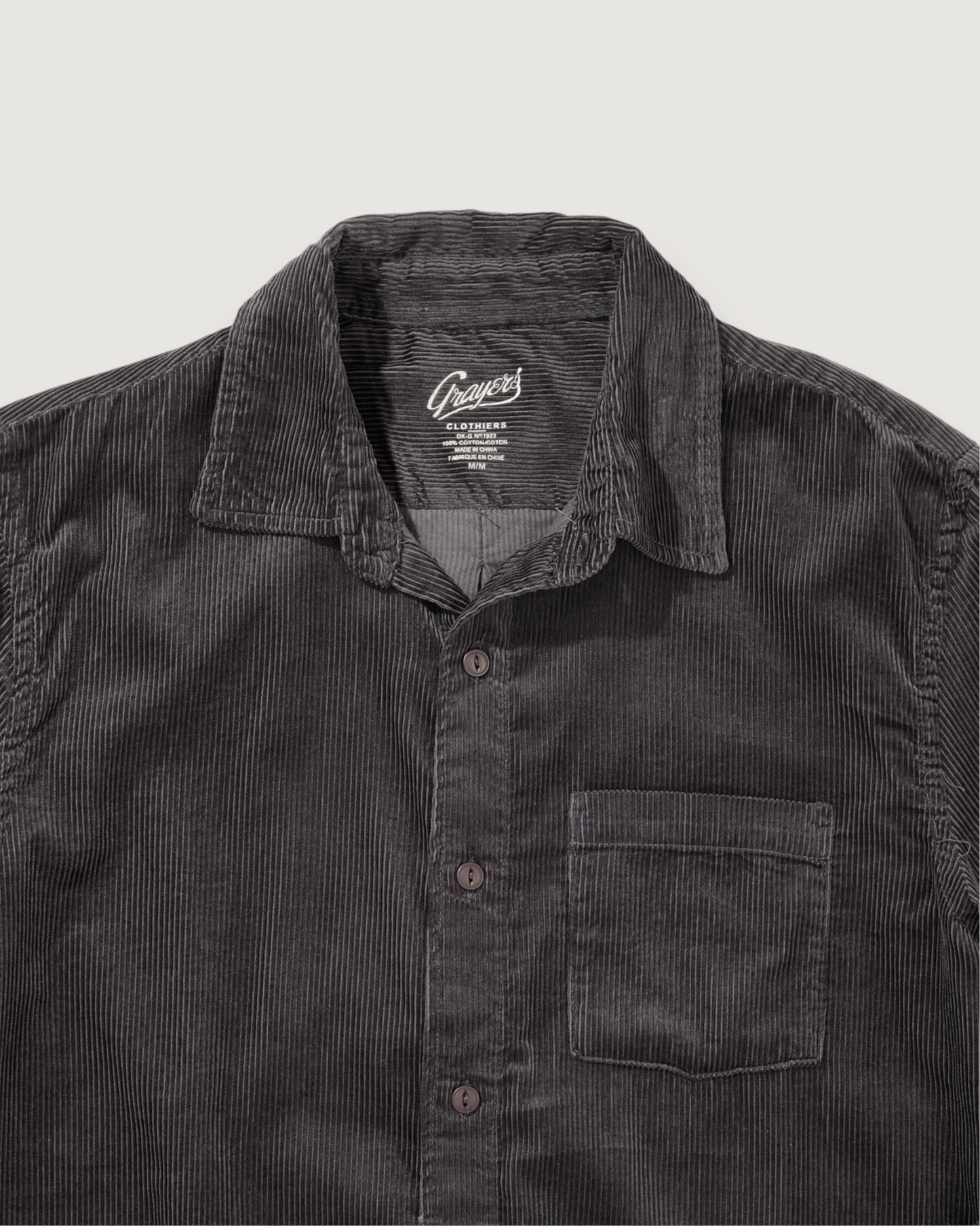 Saratoga Featherweight Corduroy Shirt - Charcoal