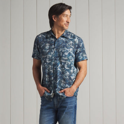 Bedford Textured Printed Shirt - Blue Camo Print