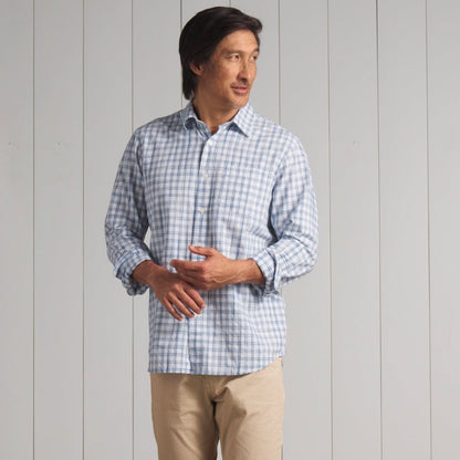 Space Dyed Gingham Shirt - Sky Blue