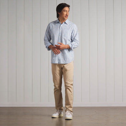 Space Dyed Gingham Shirt - Sky Blue