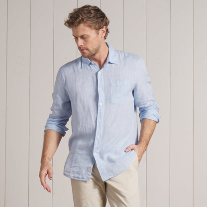 Nantucket Yarn Dyed Linen Shirt - Light Blue