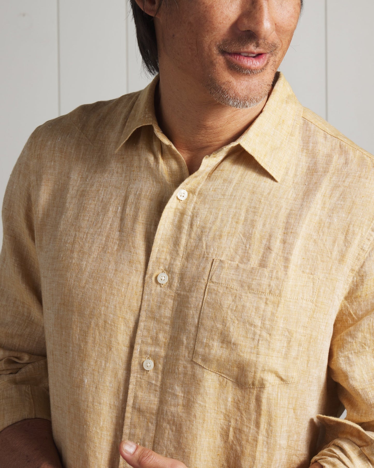 Nantucket Yarn Dyed Linen Shirt - Mustard