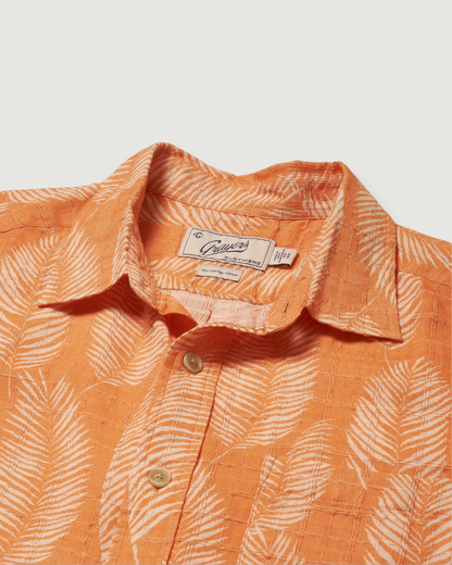 Bamboo Dobby Printed Short Sleeve Shirt - Coppertone Leaf