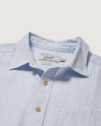 Light Weight Power Loom Short Sleeve Shirt - Blue Stripe