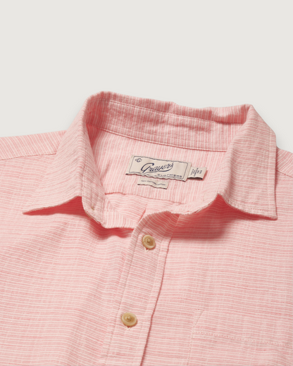 Light Weight Power Loom Short Sleeve Shirt - Red Stripe