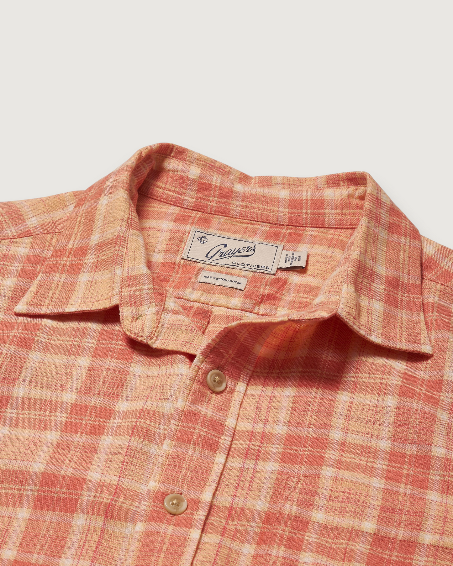 Light Weight Power Loom Short Sleeve Shirt - Auburn Cream Plaid
