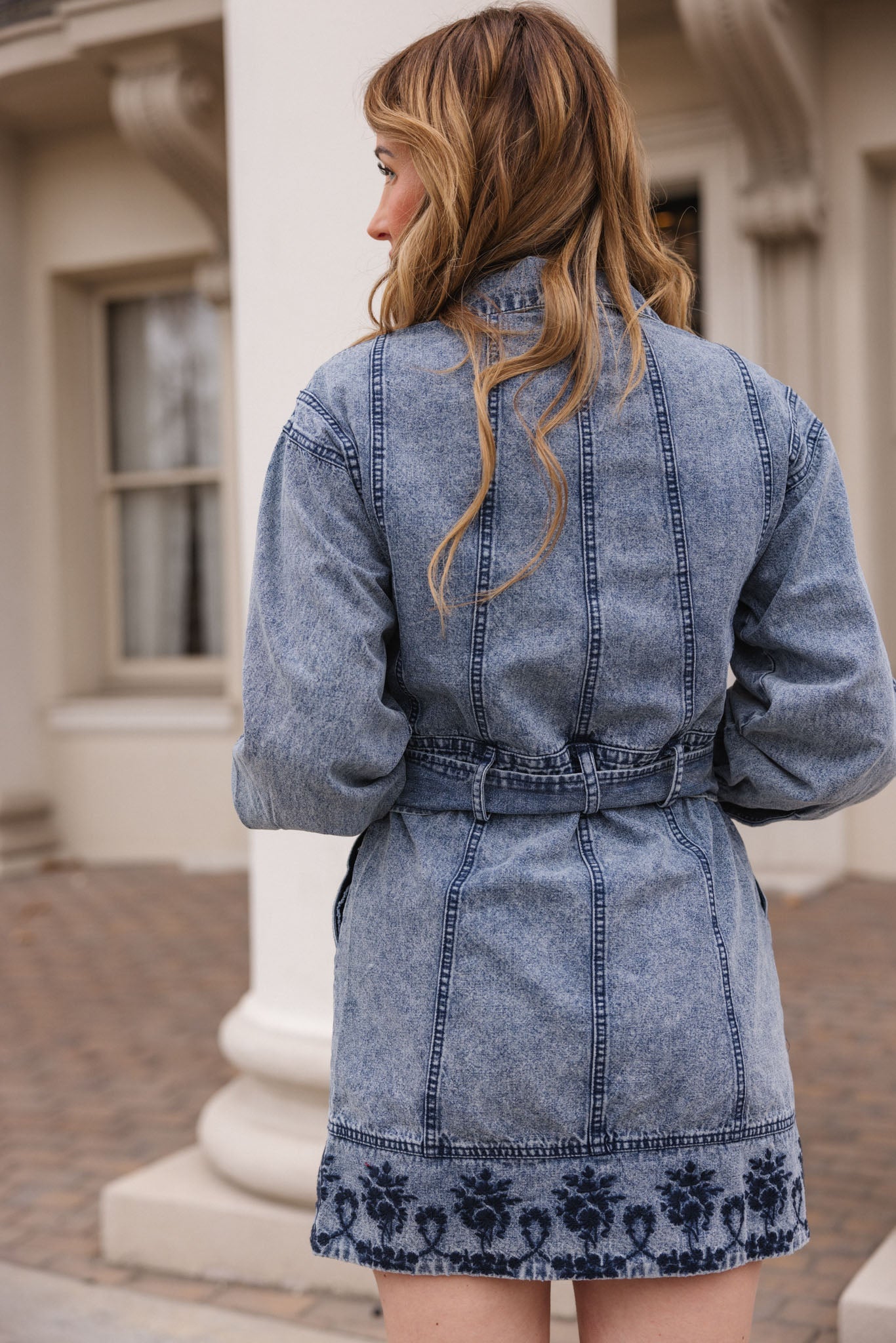 Elodie Dress in Light Wash Denim