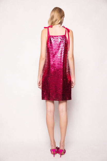 Zelda Dress in Fuchsia Shingle Sequin