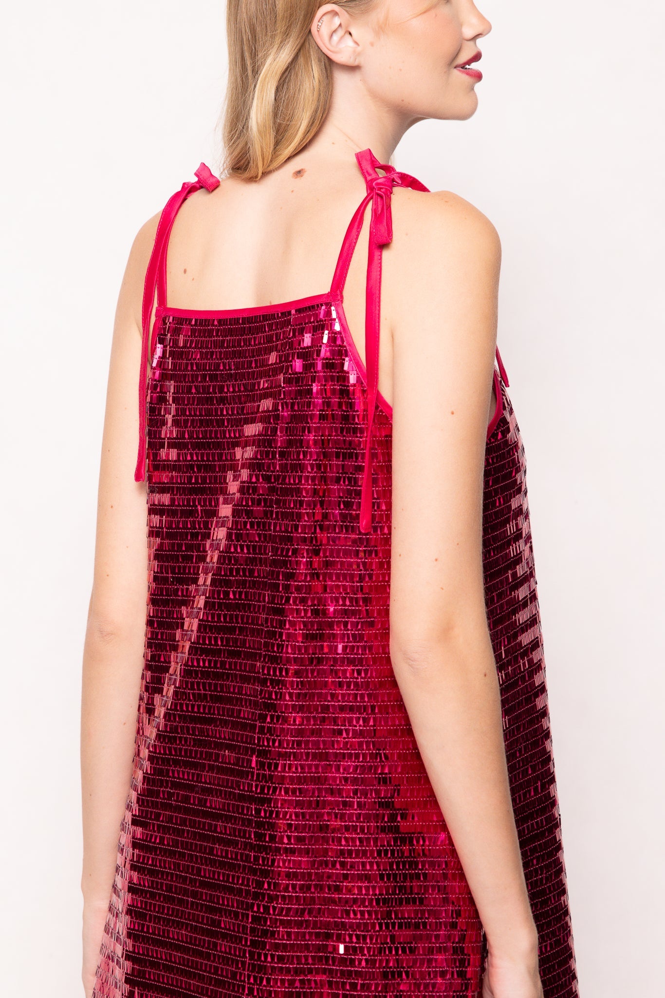 Zelda Dress in Fuchsia Shingle Sequin
