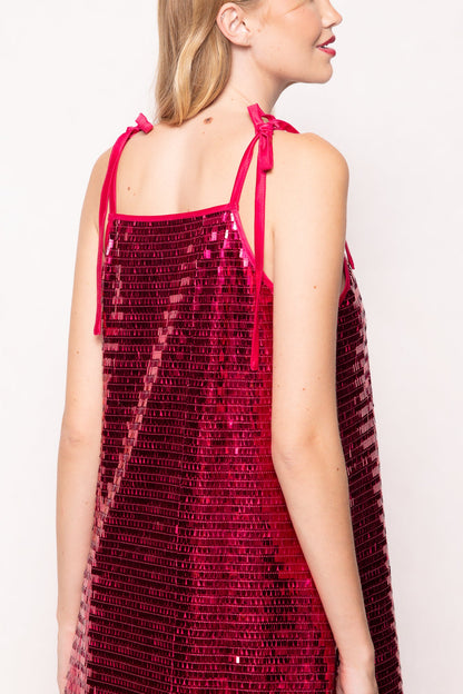 Zelda Dress in Fuchsia Shingle Sequin