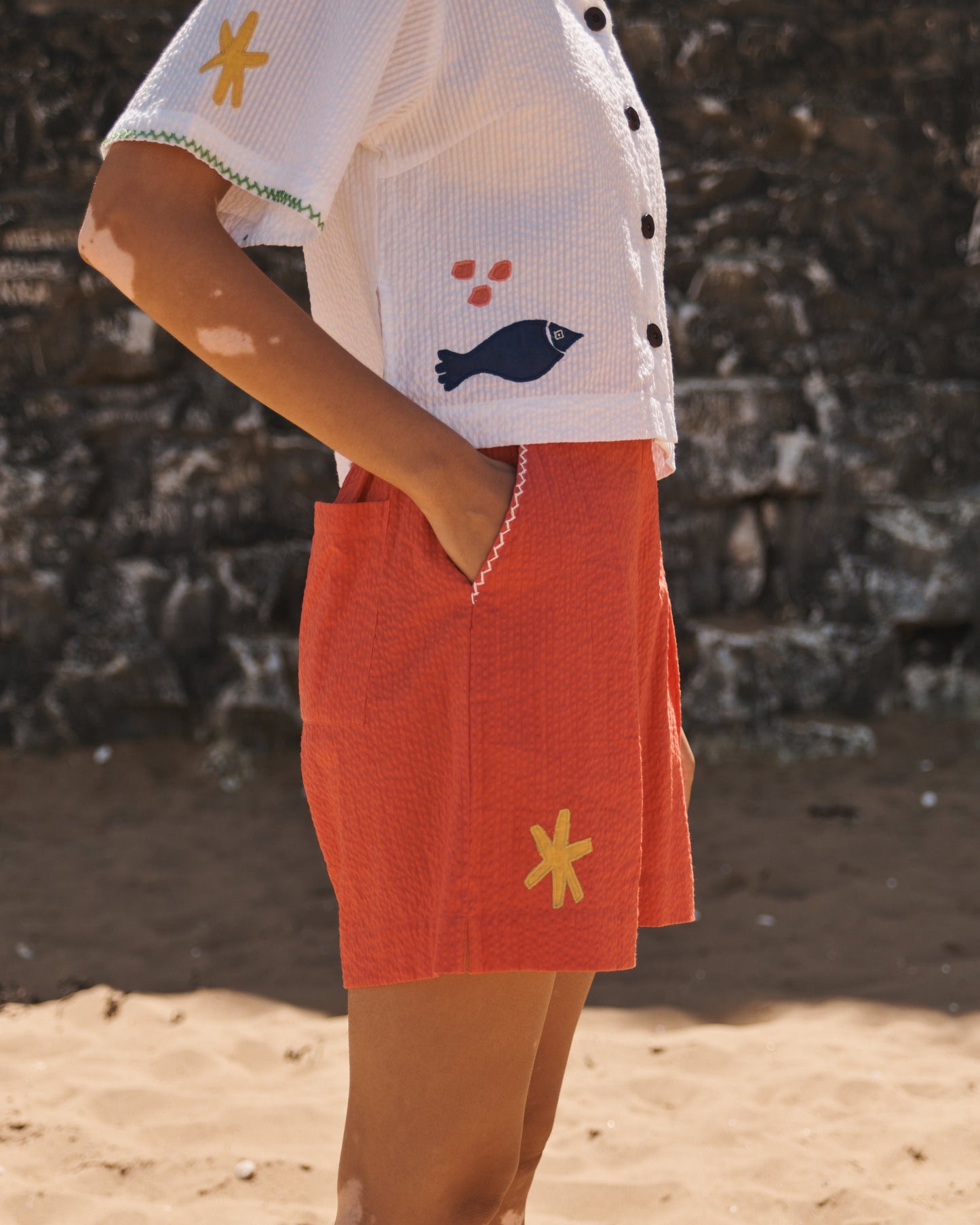 Lowie Applique Red Sea Shorts