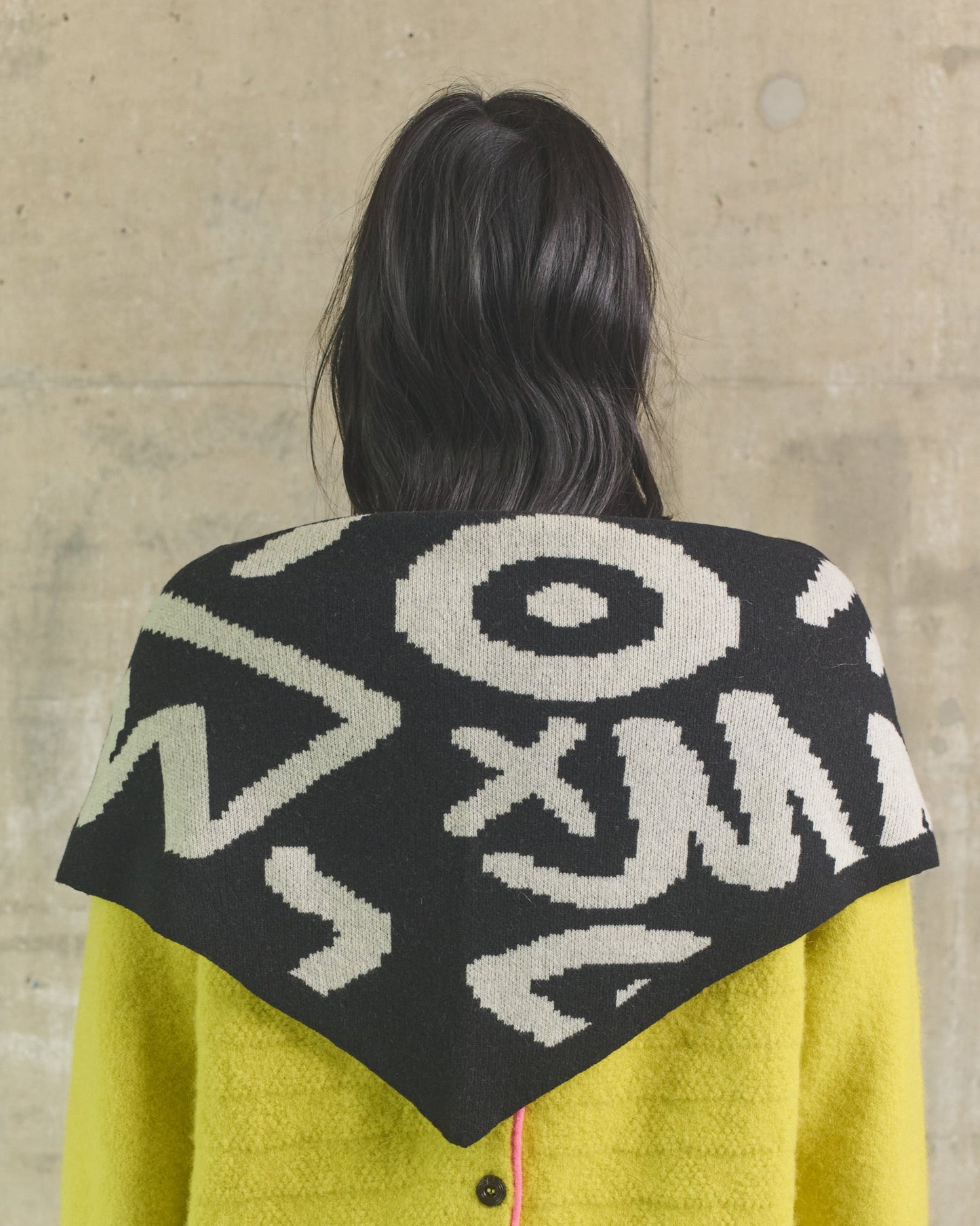Miss PomPom 90's Black Wool Triangle Scarf