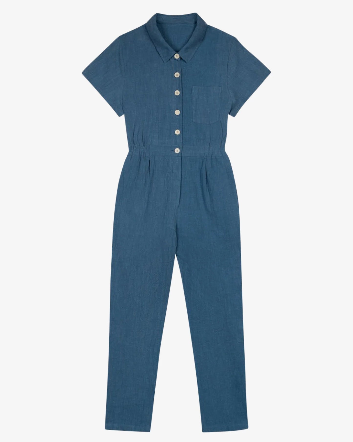 Lowie Cotton Linen Washed Blue Boilersuit