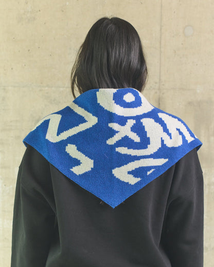 Miss PomPom 90's Blue Wool Triangle Scarf