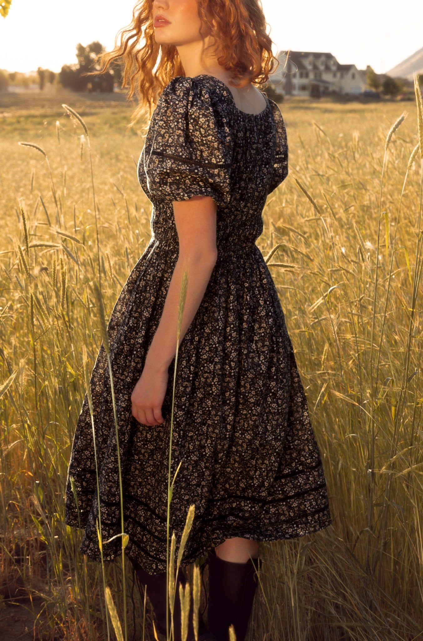 Brooklyn Dress in Navy Dainty Floral